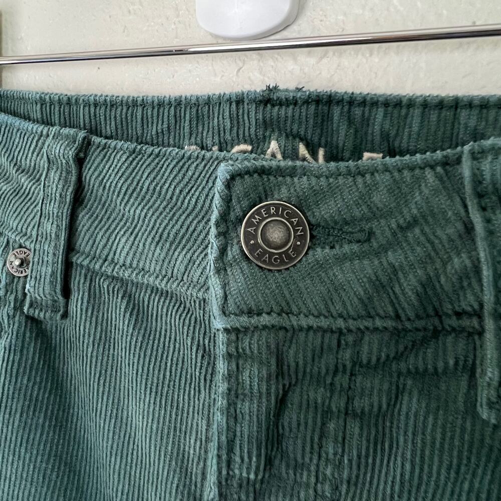 American Eagle Women's Size 2 Corduroy Mom Straight Jeans Teal Green Stretch - Picture 3 of 11